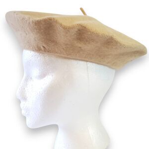 Vintage Tan 100% Wool Beret Soft Excellent Condition